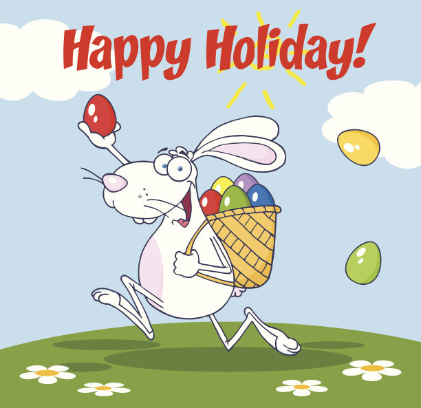 小白兔带着一篮子鸡蛋和文字奔跑图片下载