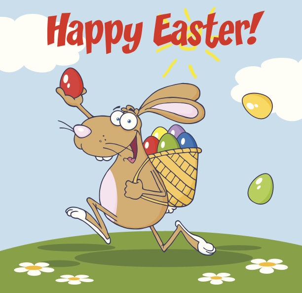 兔子带着一篮子鸡蛋和文字奔跑图片下载