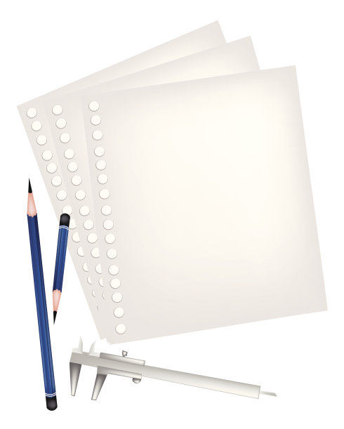 两支铅笔和带空白页的卡尺图片下载