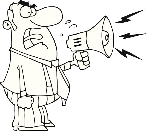 黑白愤怒的经理拿着扩音器图片下载