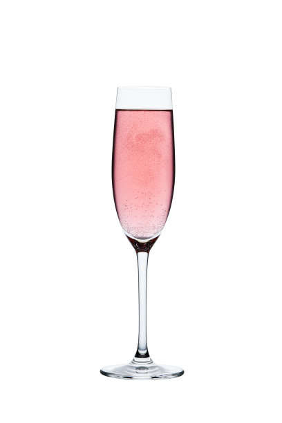 白色背景上的玫瑰香槟杯图片下载