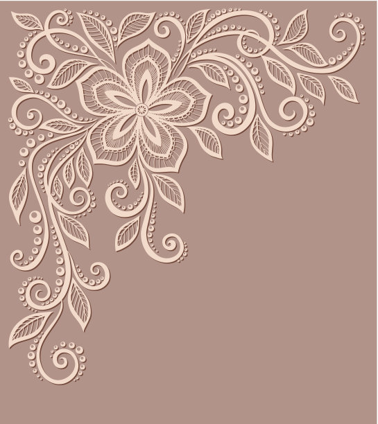 美丽的花卉图案，是旧式风格中的一个设计元素。图片下载