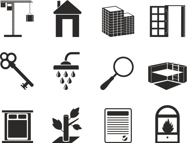 剪影简单的房地产图标图片下载