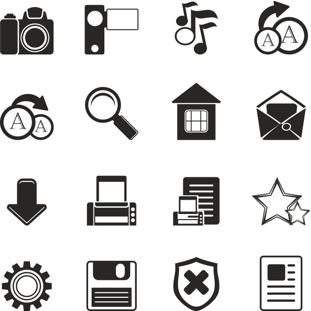 剪影简单的互联网和网站图标图片下载