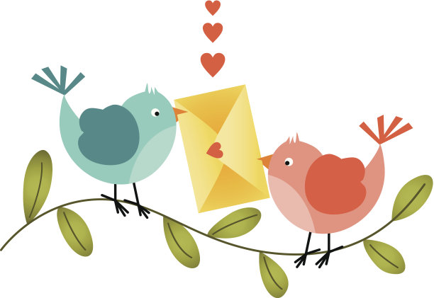 可爱的小鸟与信封图片下载