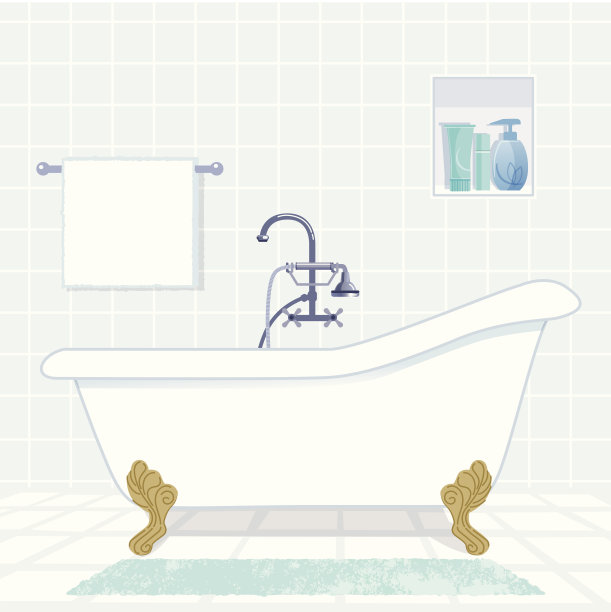 浴室与复古风格的浴缸图片下载