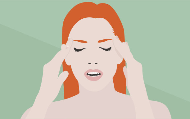 女性头痛平插画图片下载