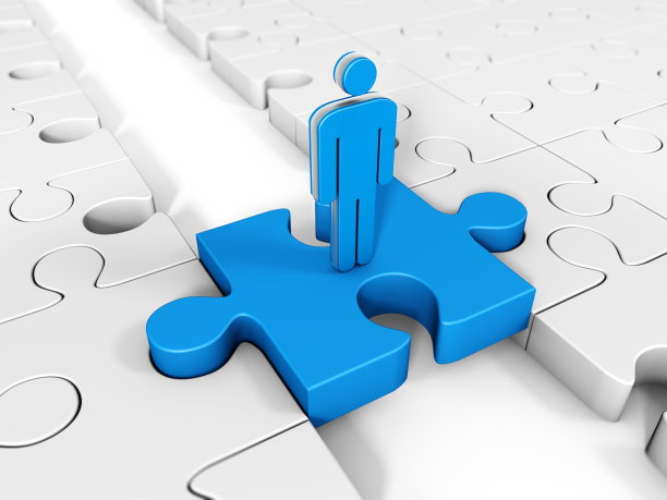 蓝色拼图与一个人架桥图片下载