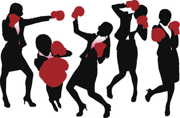 剪影的女商人拳击图片下载