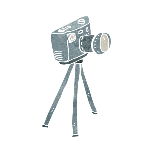 三脚架上的复古卡通相机图片下载
