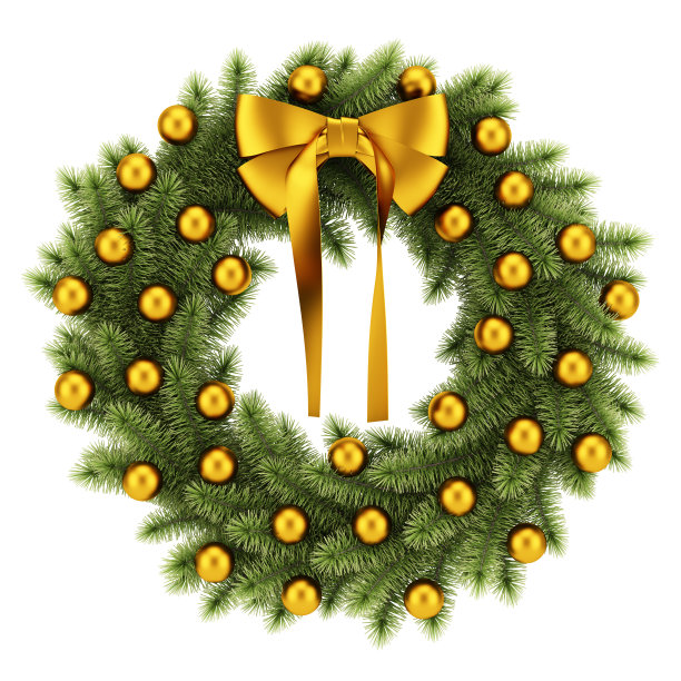 华丽的圣诞花环孤立在白色的背景图片下载