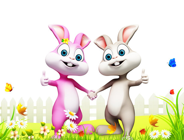 高兴的兔子竖起大拇指图片下载