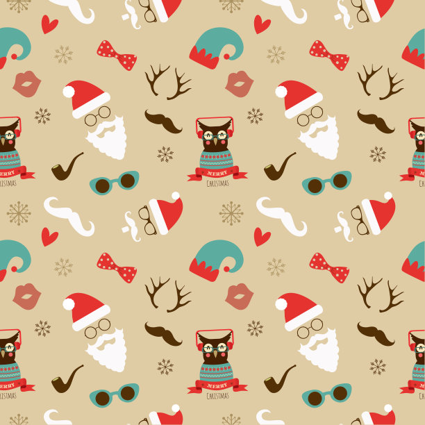 圣诞潮复古无缝图案图片下载