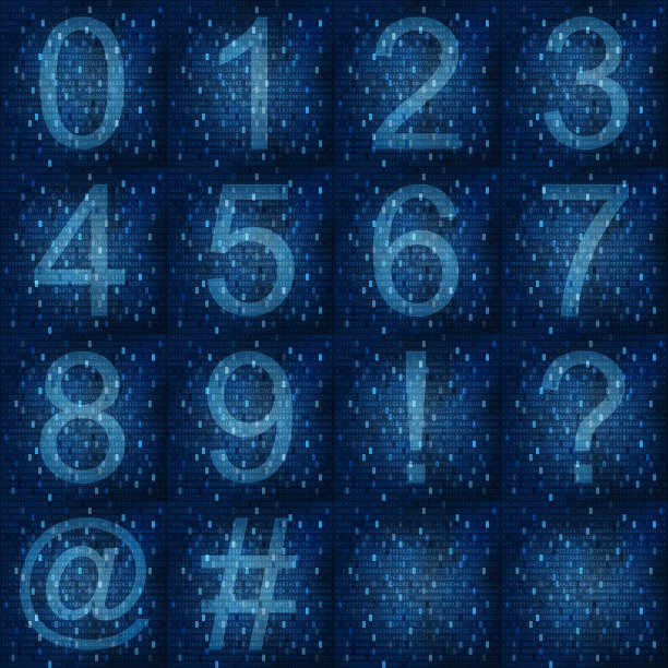 数字抽象背景上发光的字体图片下载