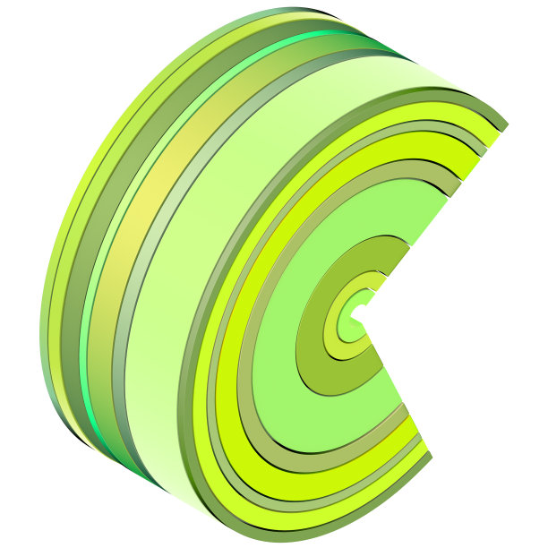 弯曲的矩形c形状在绿色，黄色和白色图片下载