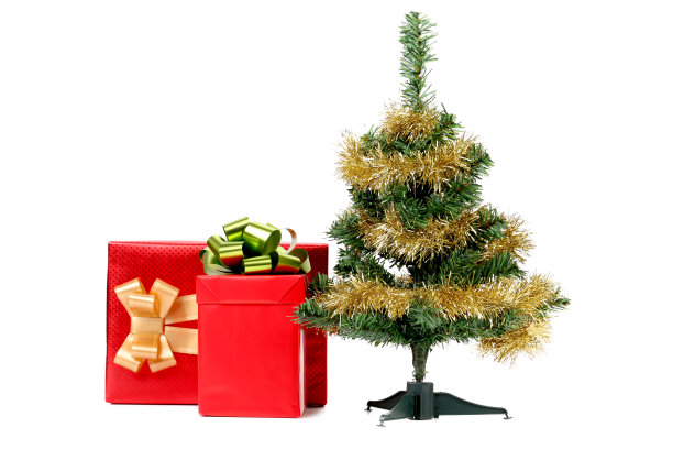 圣诞树与礼物盒。图片下载