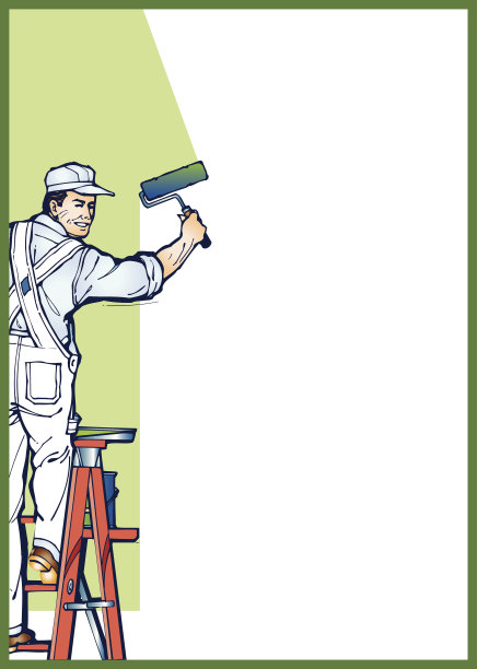 梯子上的油漆工C图片下载