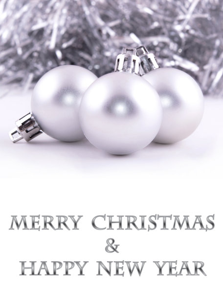 银色圣诞球装饰背景图片下载