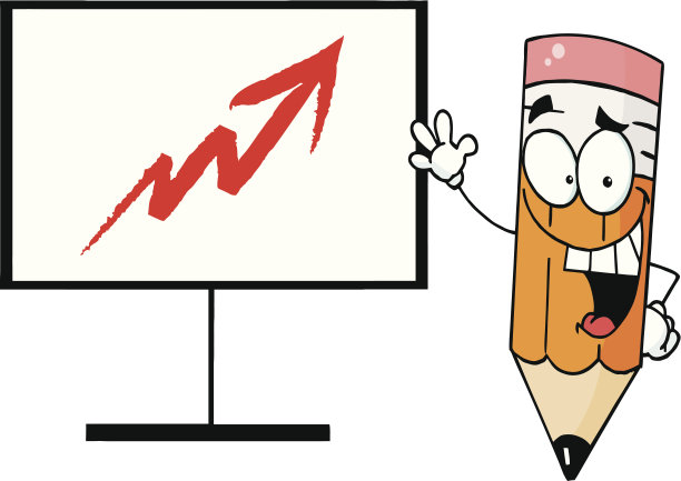 快乐铅笔与一个板和箭头标志图片下载