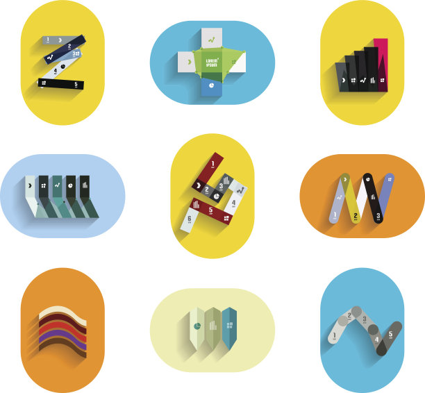 信息图表在多彩的圆圈。平的图标集图片下载