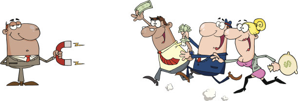 用磁铁吸引人的商人素材图片