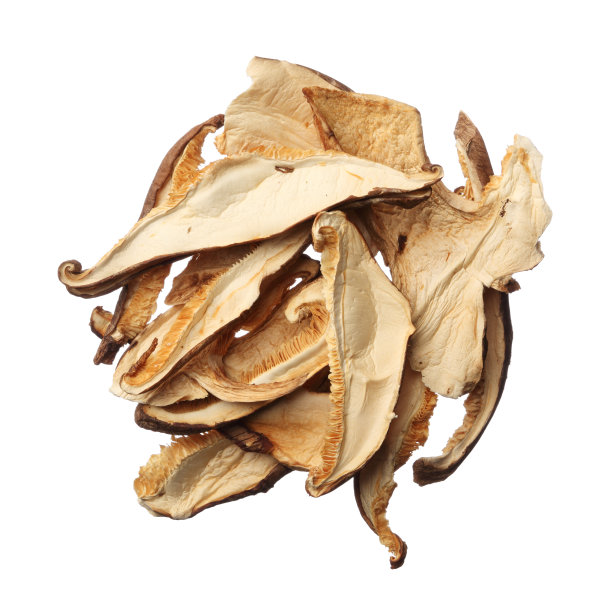 一堆干香菇片孤立在白色背景上图片下载