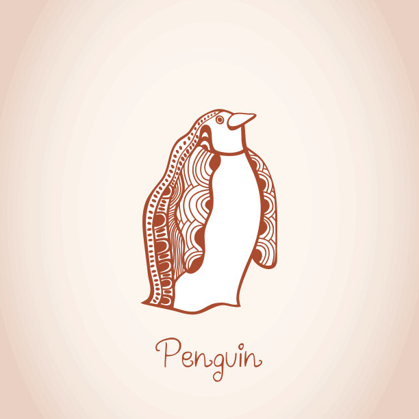 企鹅卡片插图，手绘原画。图片下载