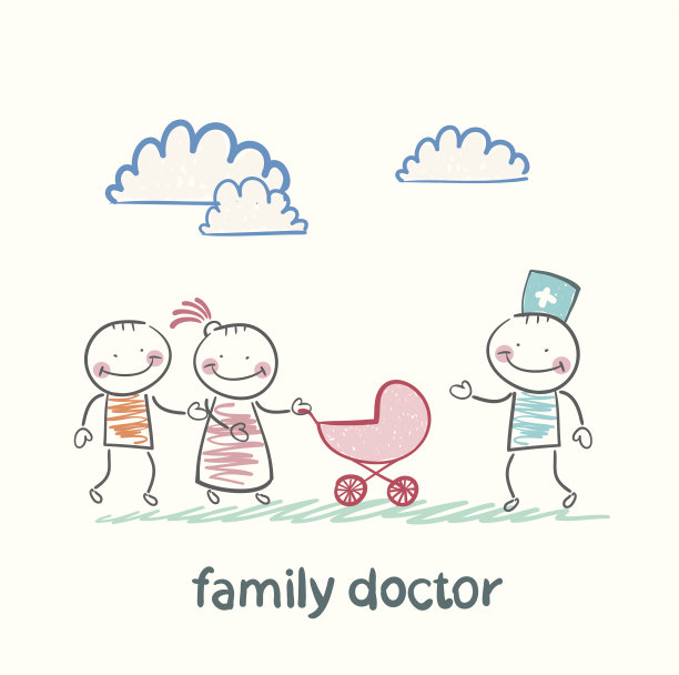 家庭医生治疗父亲，母亲和婴儿图片下载