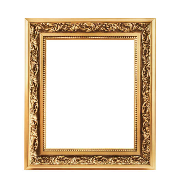 空的金色框架孤立在白色图片下载