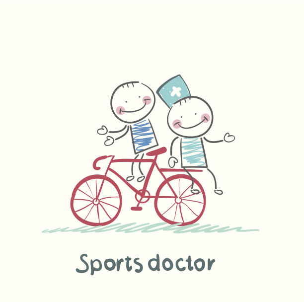运动医生和病人一起骑自行车图片下载