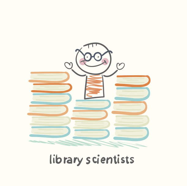图书馆科学家站在很多书的旁边图片下载
