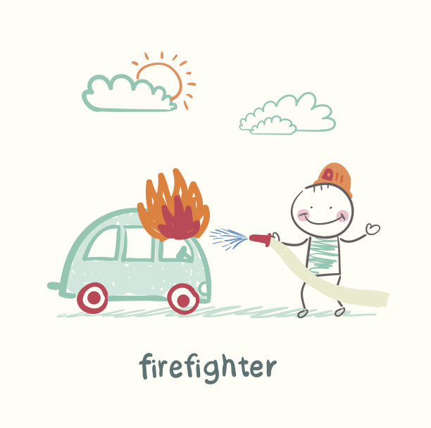 消防员扑灭一辆汽车图片下载