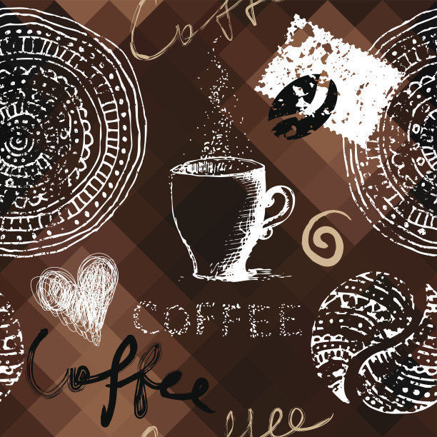 咖啡垃圾图案的多边形背景图片下载