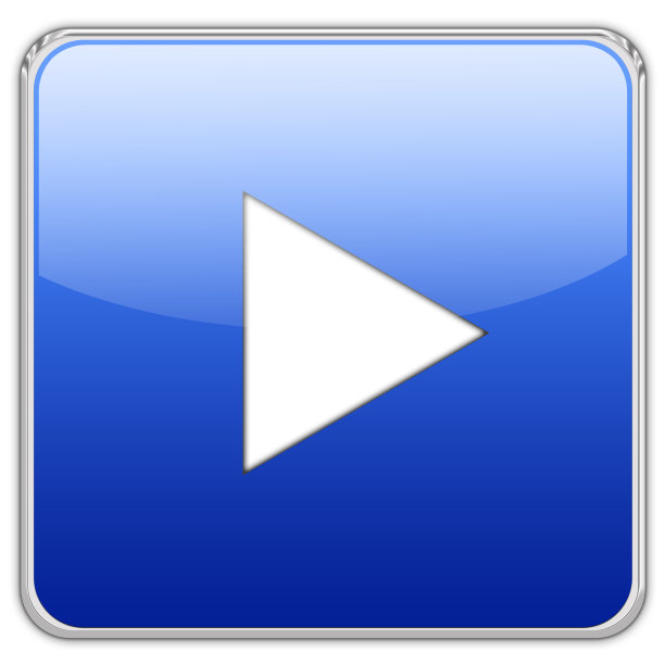 播放图标上的蓝色光泽按钮。图片下载