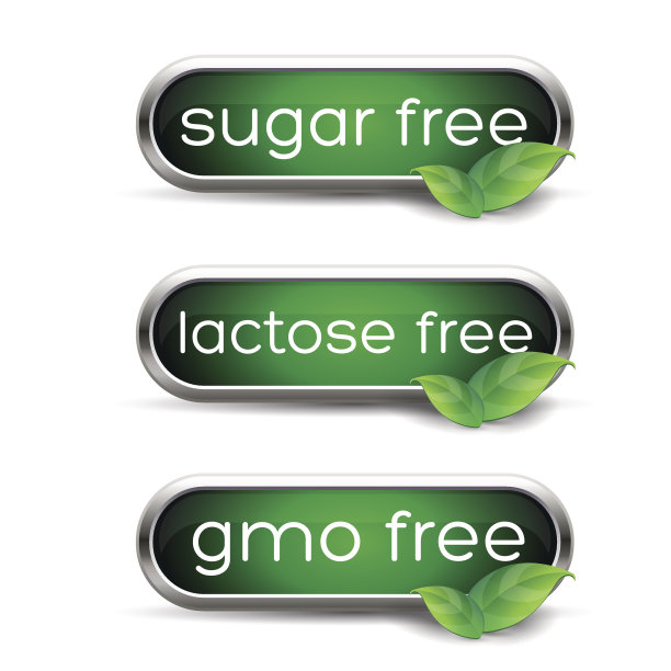 健康标签-无糖，乳糖和转基因图片下载