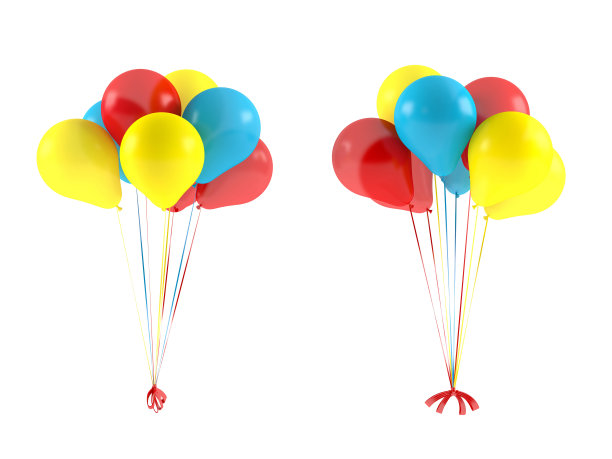 多色气球被隔离。图片下载