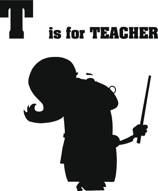 剪影字母表- T是教师与文本图片下载