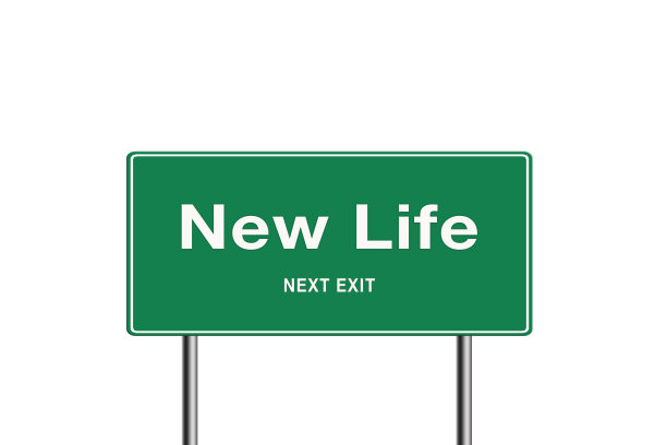 高速公路出口标志为新的生活方向。图片下载
