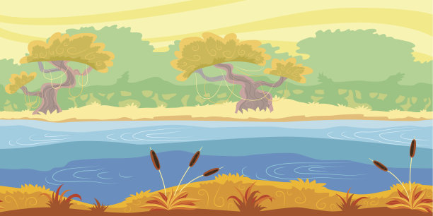 无缝的景观背景。丛林。素材图片