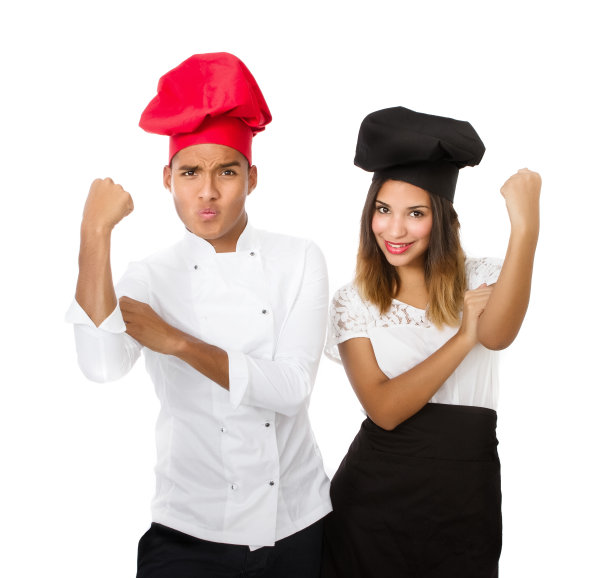 没文化的厨师做了个打伞的手势图片下载