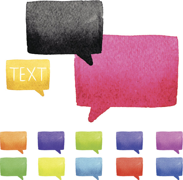 水彩泡泡孤立的白色背景，设置13图片下载