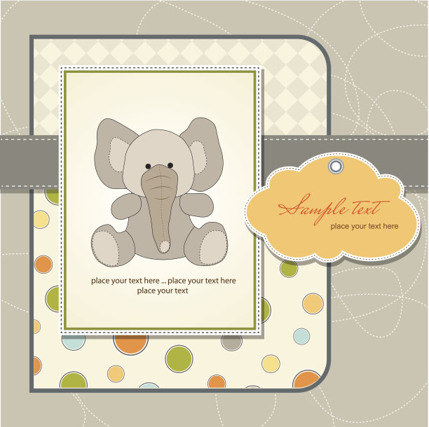 用大象欢迎婴儿卡片图片下载