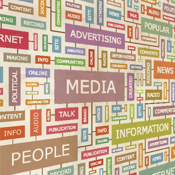 媒体主题的彩色图标用线条连接在一起图片下载