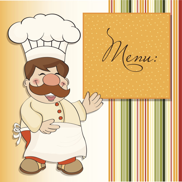 背景与微笑厨师和菜单图片下载