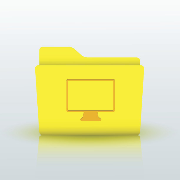 矢量黄色文件夹在蓝色背景。Eps10素材图片