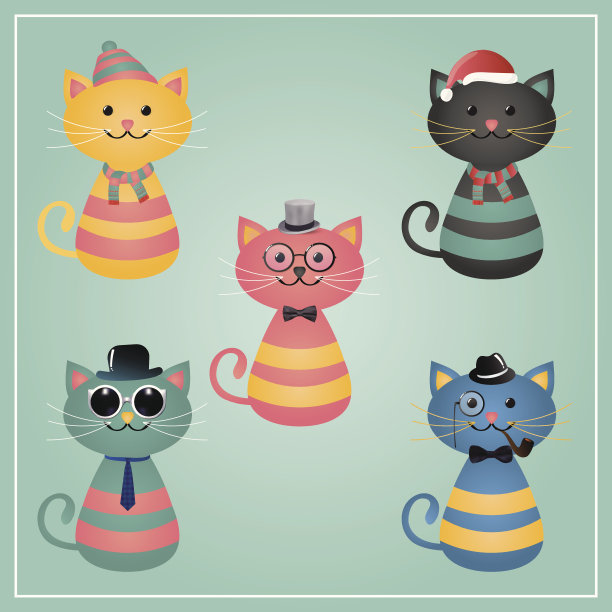 冬季潮猫插图图片下载