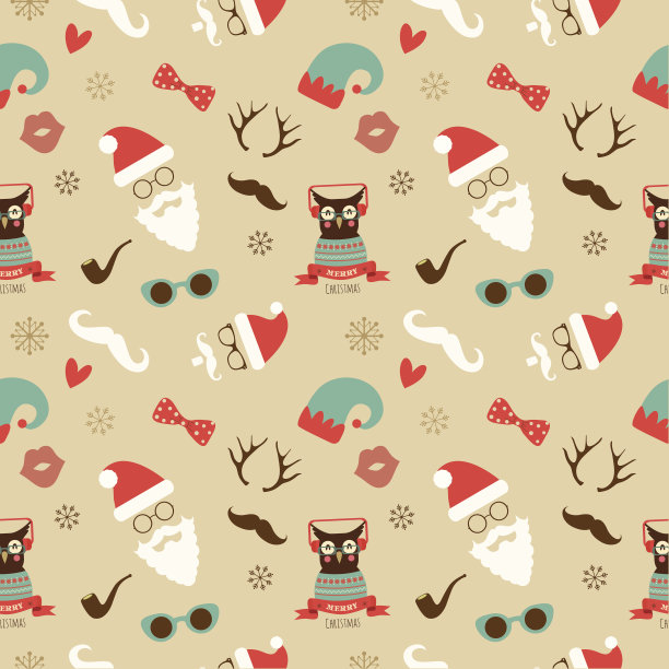 圣诞潮复古无缝图案图片下载