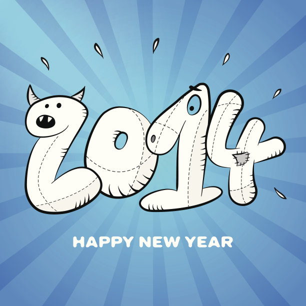 2014年新年快乐手绘卡片海报图片下载
