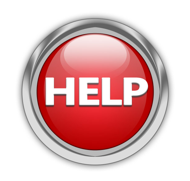 红色的帮助按钮。图片下载