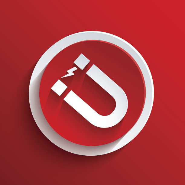 红色矢量圆与白色磁铁图片下载